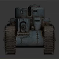 Rusty Blue Military Tank With Turret Heavy Tracks And Vintage Weathered Design