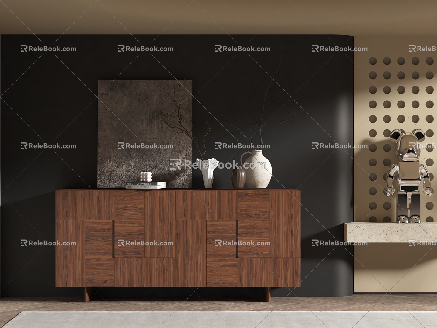 Middle Ancient Style Side Cabinet 3d model