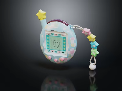 Cute Portable Entertainment Device With Star Decorations And Cartoon Screen 3d model