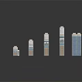 Modern Architecture Models With Various Heights Designs In Blue White Beige Arranged On Flat Surface