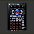 Professional Audio Mixer Controller With Red Green Buttons Circular Blue Display And Knobs