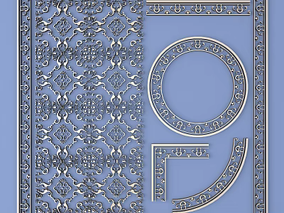 Intricate Carved Patterns With Symmetrical Design And Circular Arched Decorative Elements 3d model