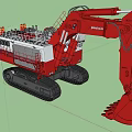 Large Red Poclain 4000 Crawler Excavator With White Cab On Open Field 3d model