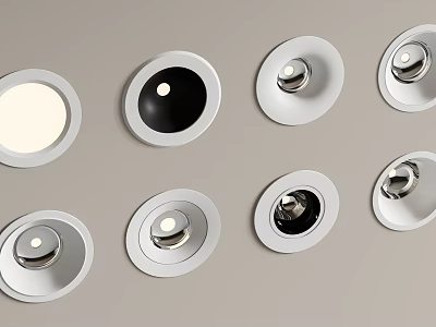 Downlights and Spotlights Various Styles With White Black Frames Round Design for Home Ceiling Lighting 3d model