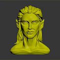3D Cartoon Style Elf Character Bust Model With Red Hair Green Eyes And Pointed Ears