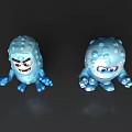 Two Blue Cartoon Game Characters With Smiling Faces Bumpy Texture And Outstretched Arms 3d model