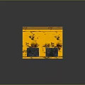 Cartoon Scene With Structure Having Yellow Top Black Frame Metal Grid Floor And Mechanical Parts