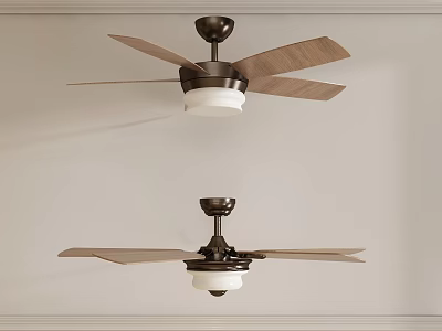 Modern Ceiling Fans With Wooden Blades And White Light Fixture For Home Interior 3d model