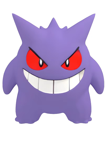 Gengar Purple Body With Red Eyes And Grinning White Teeth Pokémon Game Character 3d model