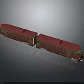 Two Car Train Model with Red Roof Golden Body and Detailed Windows