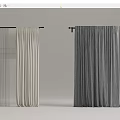 Stylish Modern Curtains With Light Dark Gray Beige Gradient Colors Sheer And Solid Panels 3d model