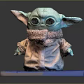 Cute Green Alien Creature With Big Eyes Fur Collar Coat On Blue Base 3D Rendering