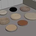 Round Floor Cushions in Various Colors and Textures for Modern Seating 3d model