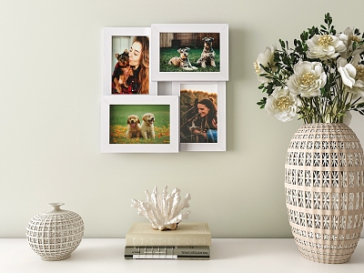 Picture Frame Ornaments Combination Simple Decoration Photo Frame Photo Frame Combination Simple Cabinet Simple Fireplace Desktop Ornaments Flower Ornaments Vase 3d model