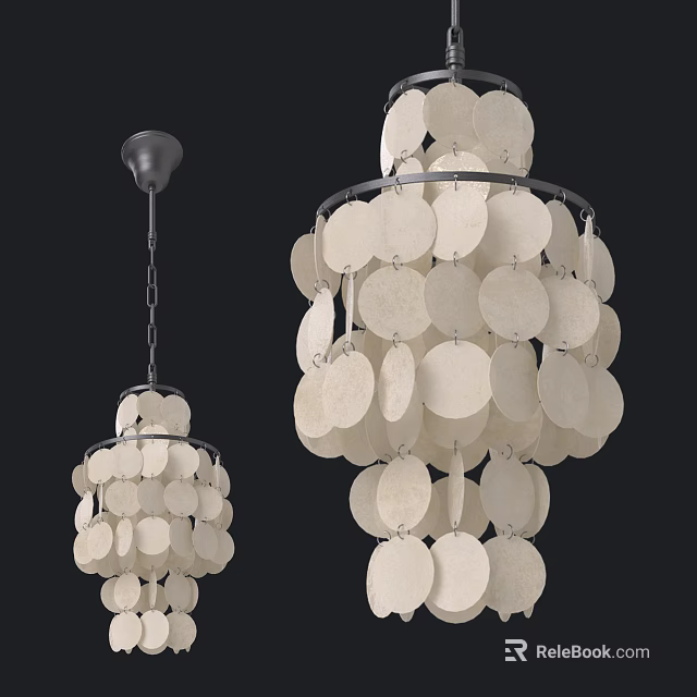 Elegant Modern Chandelier With White Circular Discs And Layered Hanging Structure 3d model