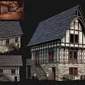 Traditional Ancient Building With Wooden Frame Stone Walls Tiled Roof And Carved Details