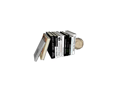 Stack of Tilted Books With Hexagonal Decoration On White Background 3d model