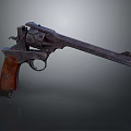 Old Revolver With Wooden Grip And Rusty Metal Parts Isolated On Dark Background