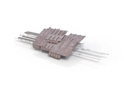 Industrial Mechanical Equipment 3D Model With Metal Structure And Parallel Bars 3d model