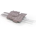 Industrial Mechanical Equipment 3D Model With Metal Structure And Parallel Bars