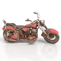 Vintage Red Motorcycle With Rustic Patina Classic Design Black Seat And Spoked Wheels