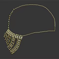Luxurious Gold Embellished Fan Shaped Headpiece With Round Decorations And Chain Design