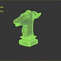 Decorative Animal Head Sculpture With Detailed Features And Checkered Base Stand