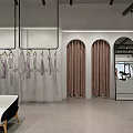 Modern Clothing Store Interior With Fashion Apparel Hanging Racks Mannequins Wooden Shelves And Plants