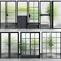 Various Modern Hinged Doors With Glass Panels And Metal Frame Designs 3d model