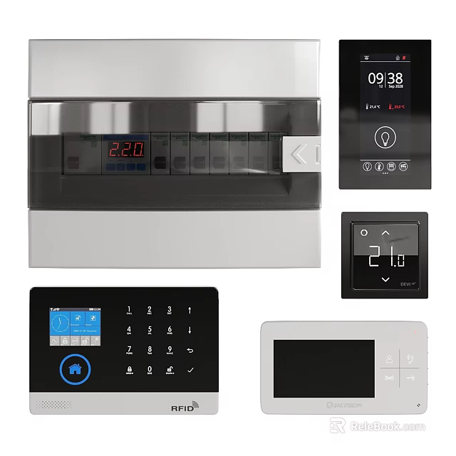 Various Household Appliances With Digital Control Panels Smart Displays And Touch Buttons 3d model 