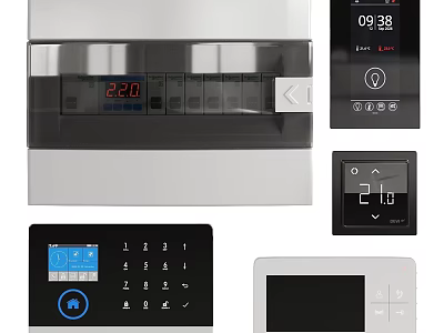 Various Household Appliances With Digital Control Panels Smart Displays And Touch Buttons 3d model