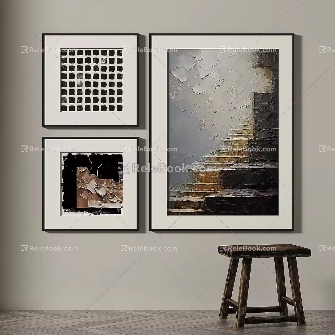 Quiet Retro Abstract Decorative Painting 3d model