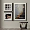 Quiet Retro Abstract Decorative Painting 3d model