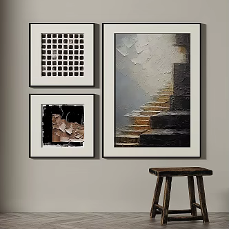 Quiet Retro Abstract Decorative Painting 3d model