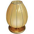 Egg Shaped Table Lamp With Beige Lampshade Black Stripes And Metal Base