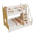 White Wooden Kids Bunk Bed With Ladder Guardrails And Storage Drawers For Children Bedroom Interior