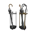 Decorative Umbrella Stand with Metal Frame Round Base and Umbrellas Household Items