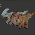 Minecraft Style Pixelated Dinosaur Models With Two Different Colors And Crested Heads 3d model