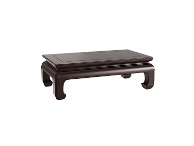 Dark Wooden Rectangular Low Table With Curved Legs Traditional Chinese Style 3d model