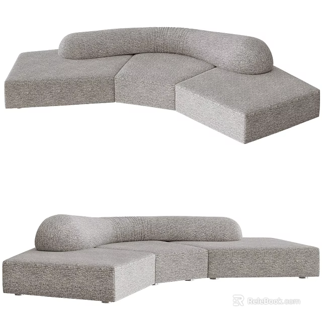 Modern Multi Person Sofa With Modular Design Soft Gray Fabric And Comfortable Seating 3d model