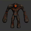 Realistic Lava Monster Toy Figure with Glowing Eyes and Rock Texture Design