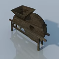 Traditional Wooden Swing Door Structure With Square Hopper And Circular Drum Design