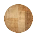 Beige Brown Circular Rug with Patchwork Design and Varied Woven Textured Patterns 3d model