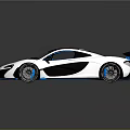 Modern White Sports Car With Blue Interior Transparent Roof Black Rear Wing And Black Wheels