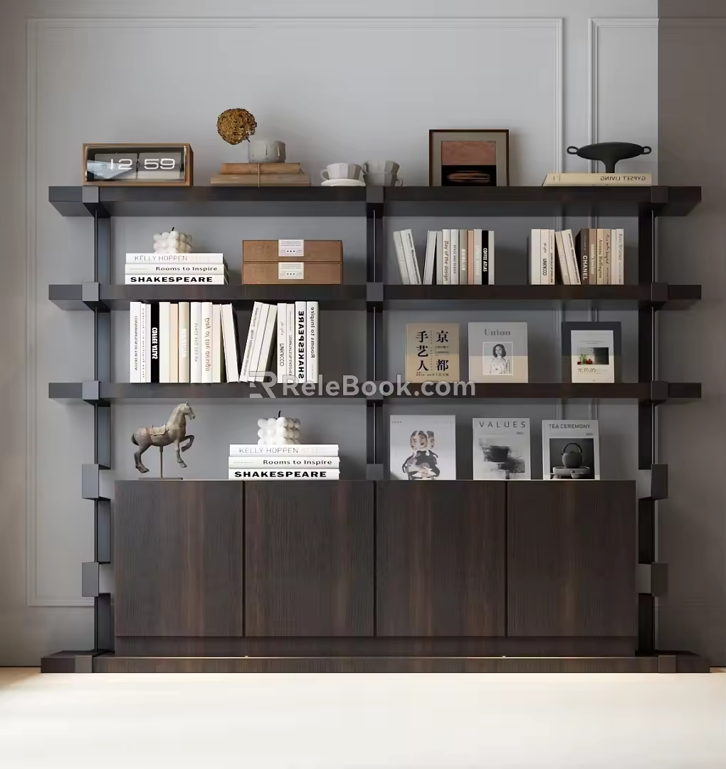 Bookcase New Chinese Style Bookcase Song History Aesthetics Bookcase New Chinese Style Bookcase 3d model