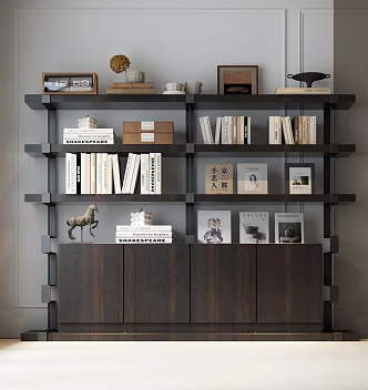 Bookcase New Chinese Style Bookcase Song History Aesthetics Bookcase New Chinese Style Bookcase 3d model
