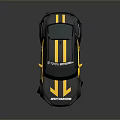 Chevrolet Black Yellow Racing Car With Stripes Rear Spoiler Silver Wheels