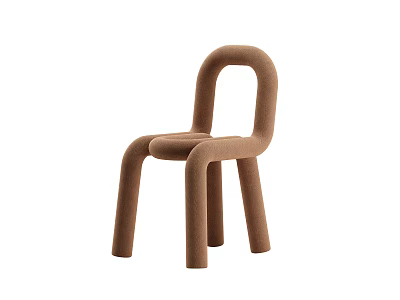 Modern Brown Accent Chair with Unique Curved Silhouette and Plush Upholstery Design 3d model