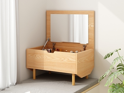 Japanese style bay window dressing table day view 3d model