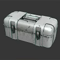 Vintage White Trunk With Worn Surface Metal Clasps And Top Handle